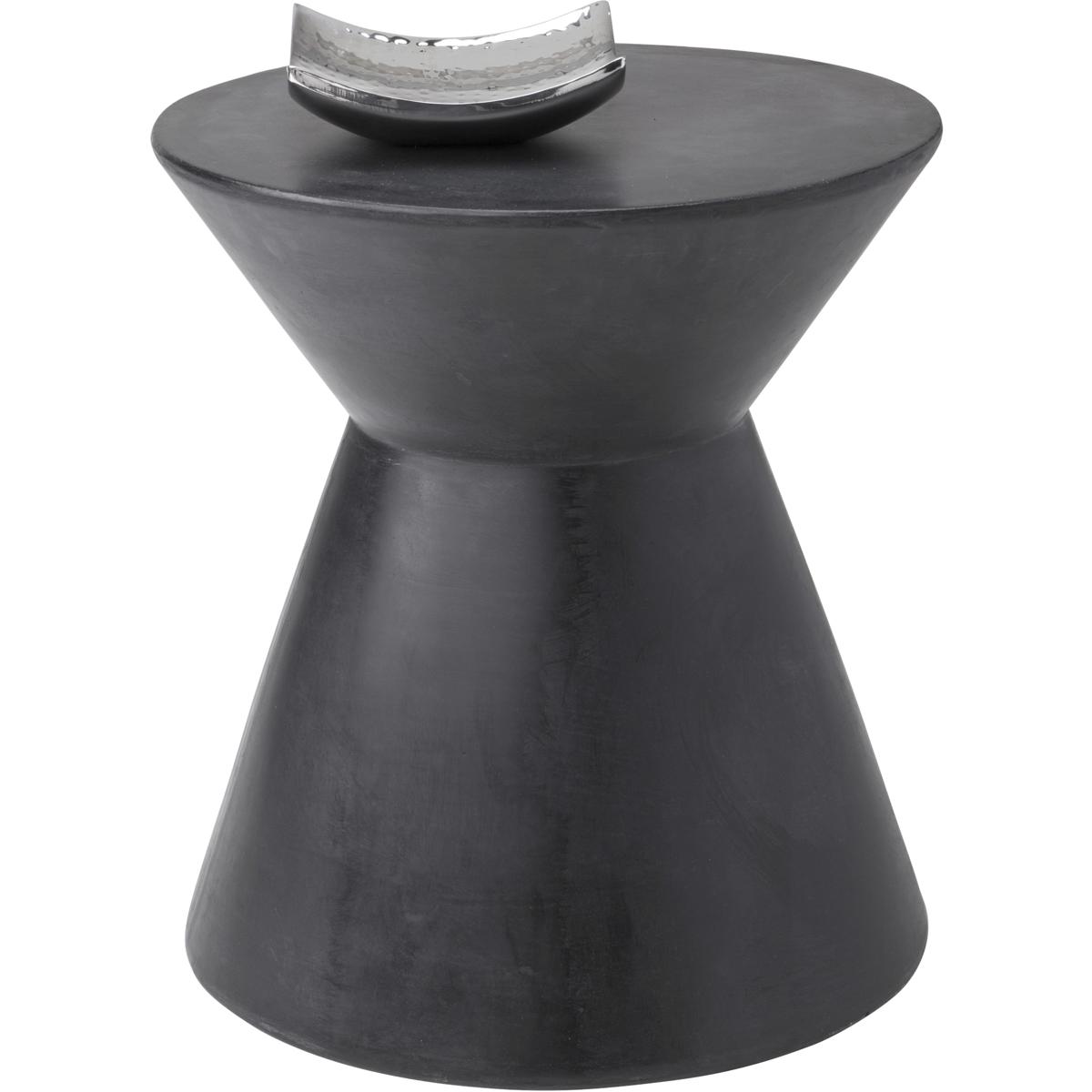 Neave Industrial Black Concrete Outdoor Hourglass End Table